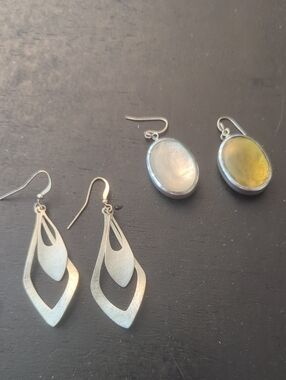Lot Of Two Silvertone Drop Earrings